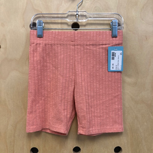 Coral Ribbed Biker Shorts