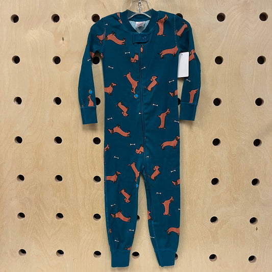 Teal Dachshund Zip Pajamas