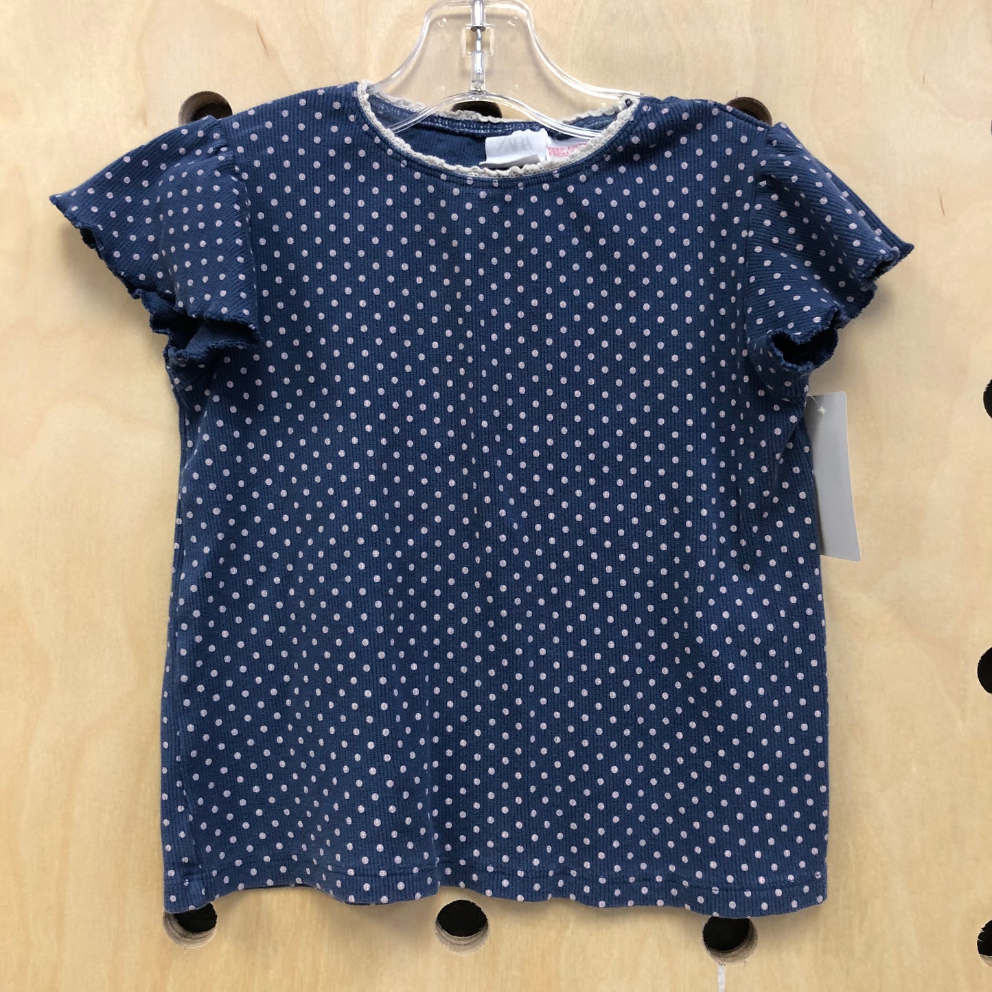 Indigo Polka Dot Ribbed Top