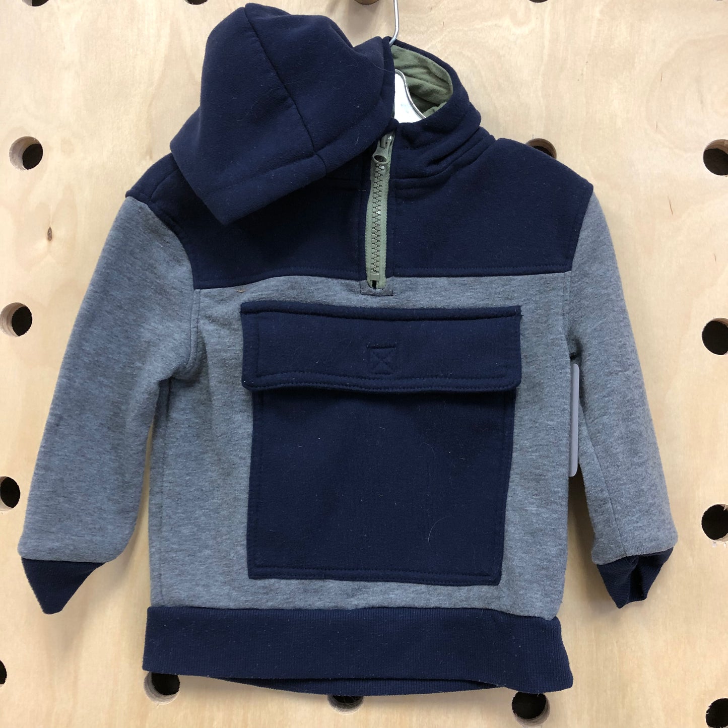 Blue+ Grey Front Pocket Hoodie