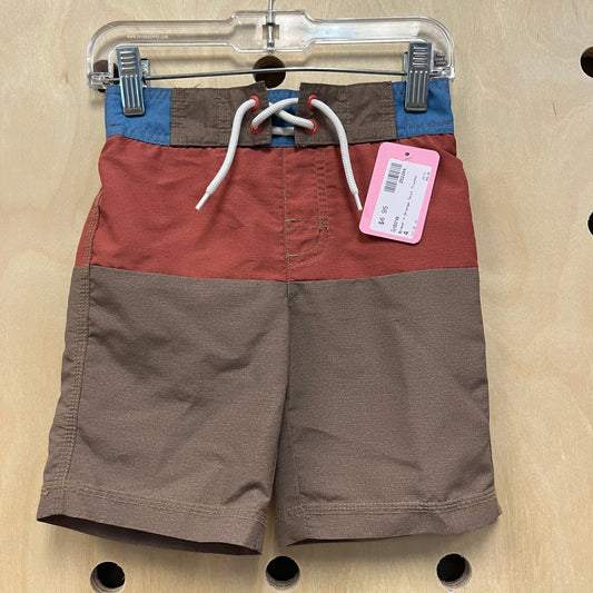 Brown + Orange Swim Trunks