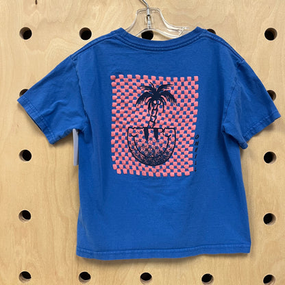 Blue Happy Face Palm Tree Tee