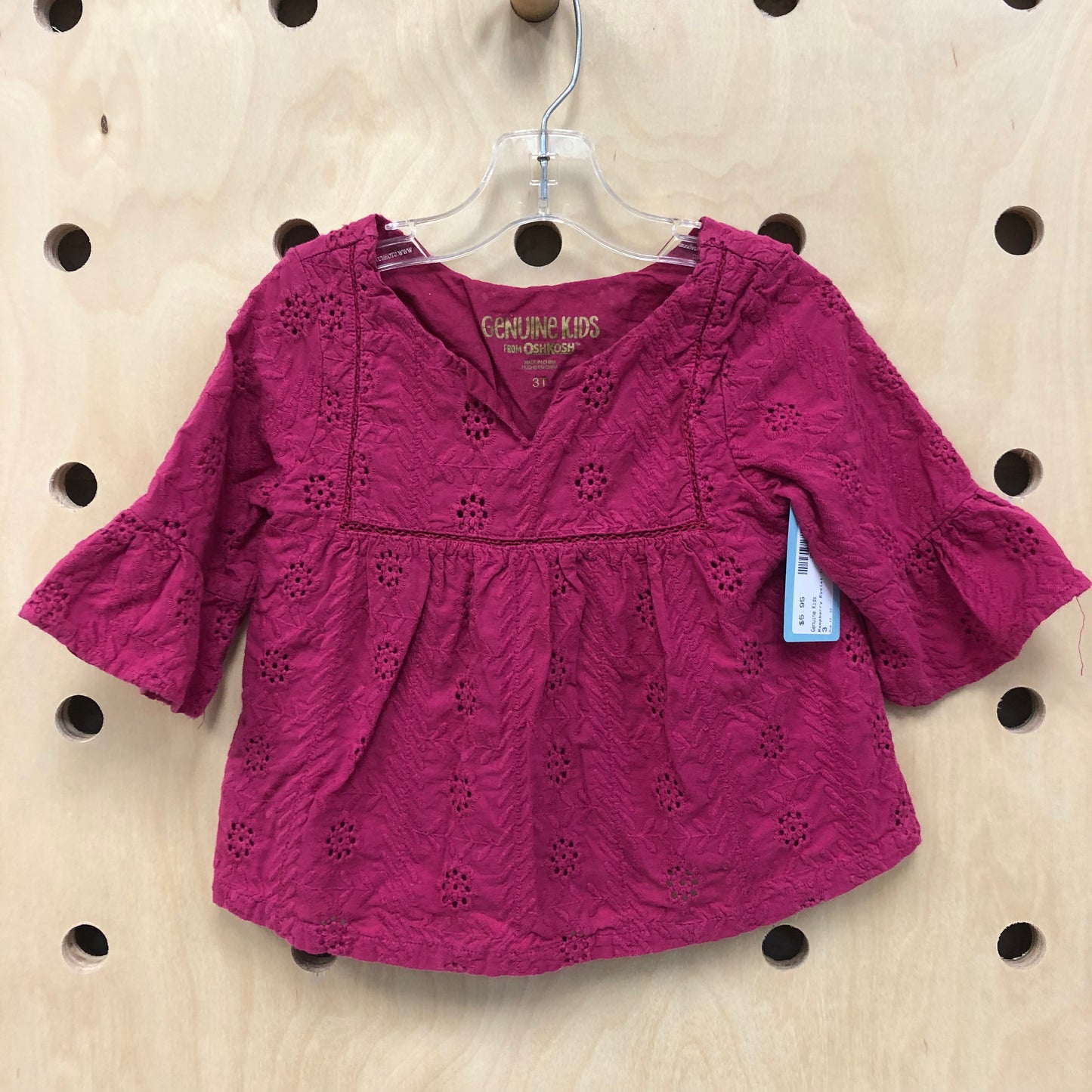 Raspberry Eyelet Top