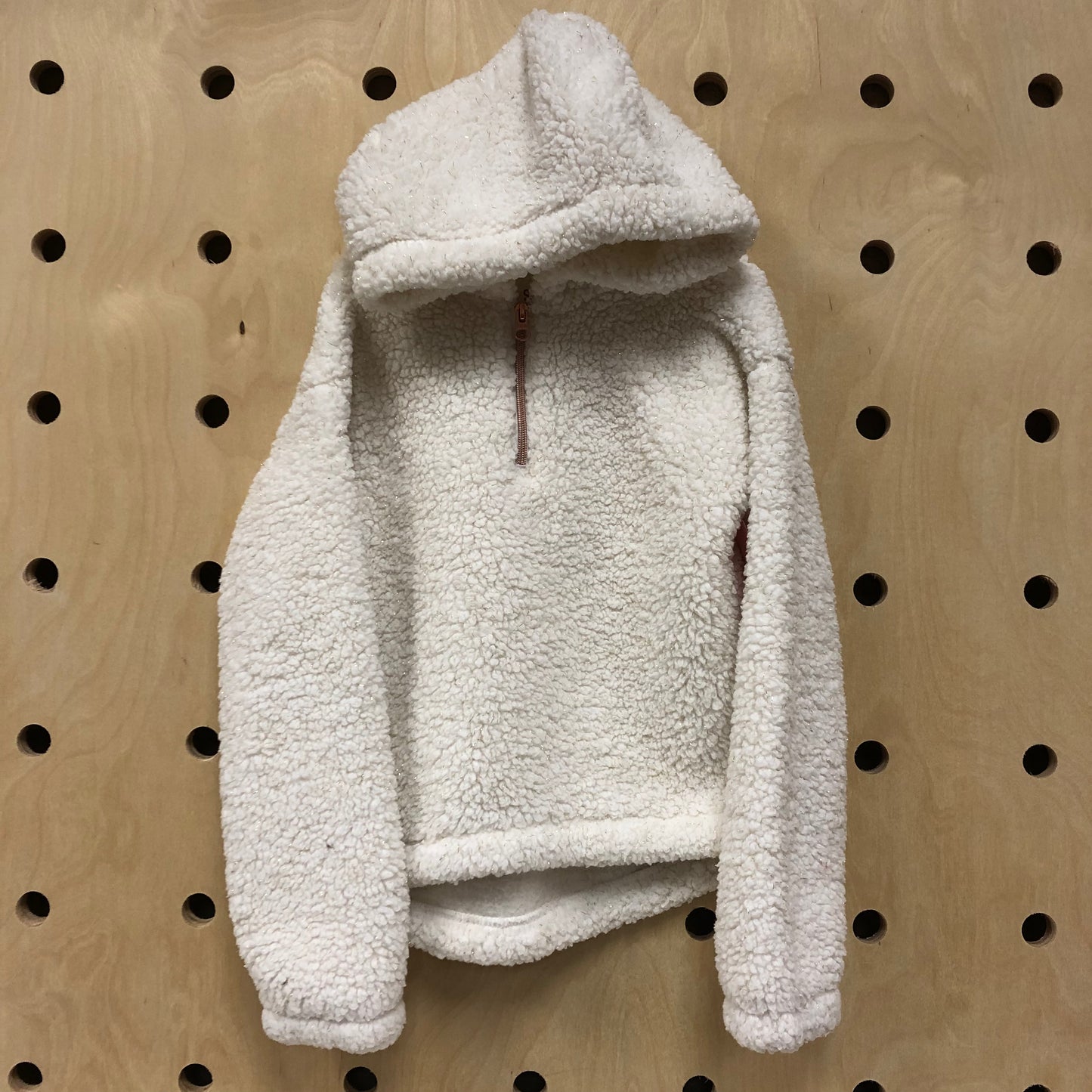 White Fluffy 1/4 Zip Pullover