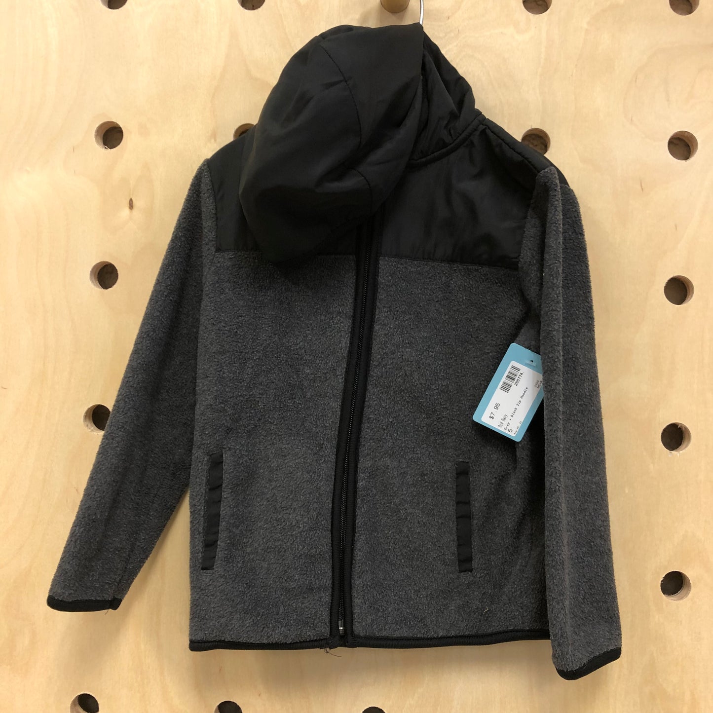 Grey + Black Zip Hoodie