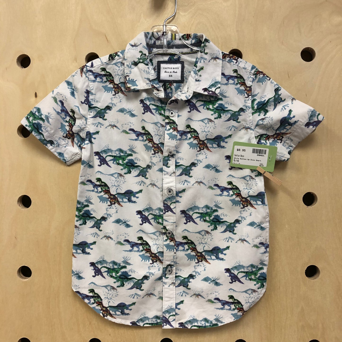 White Button Up Dino Shirt