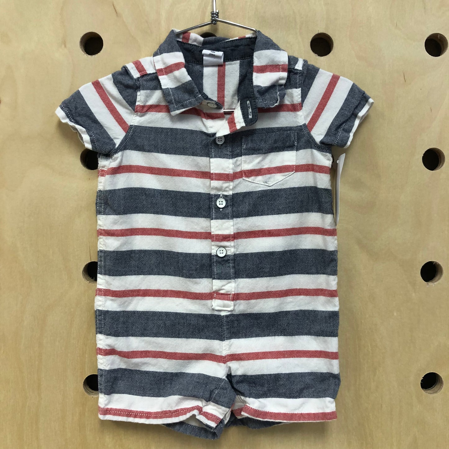 Red White + Blue Button Romper