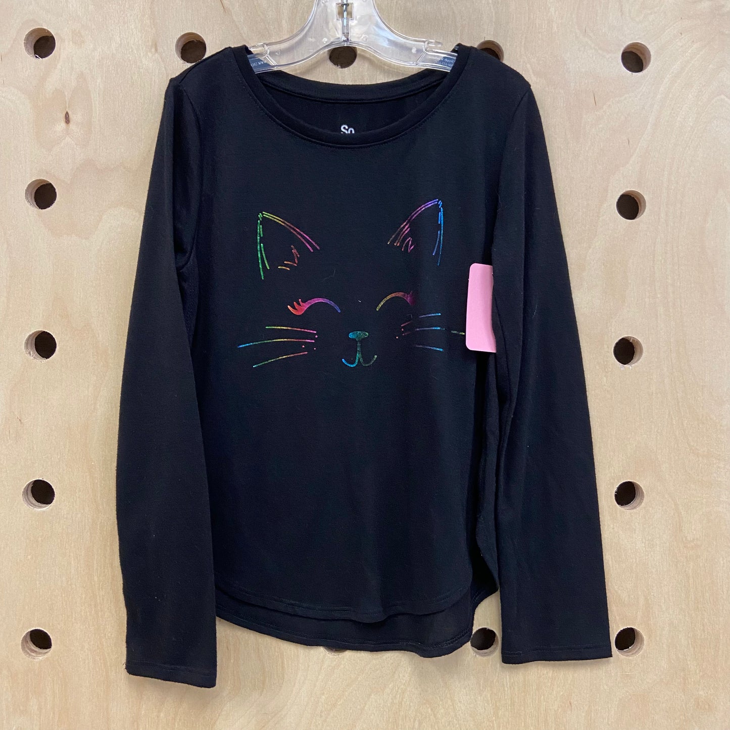 Black Metallic Kitty LS Tee