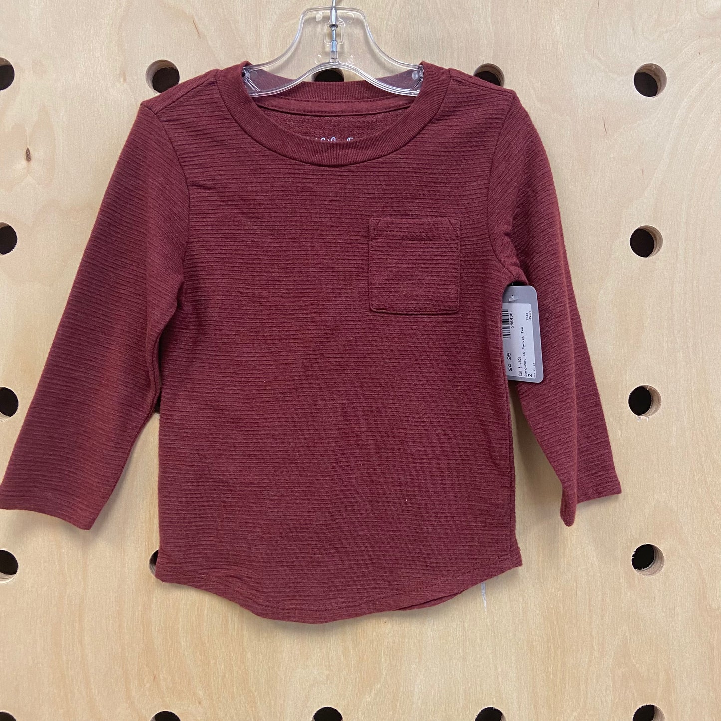 Burgundy LS Pocket Tee