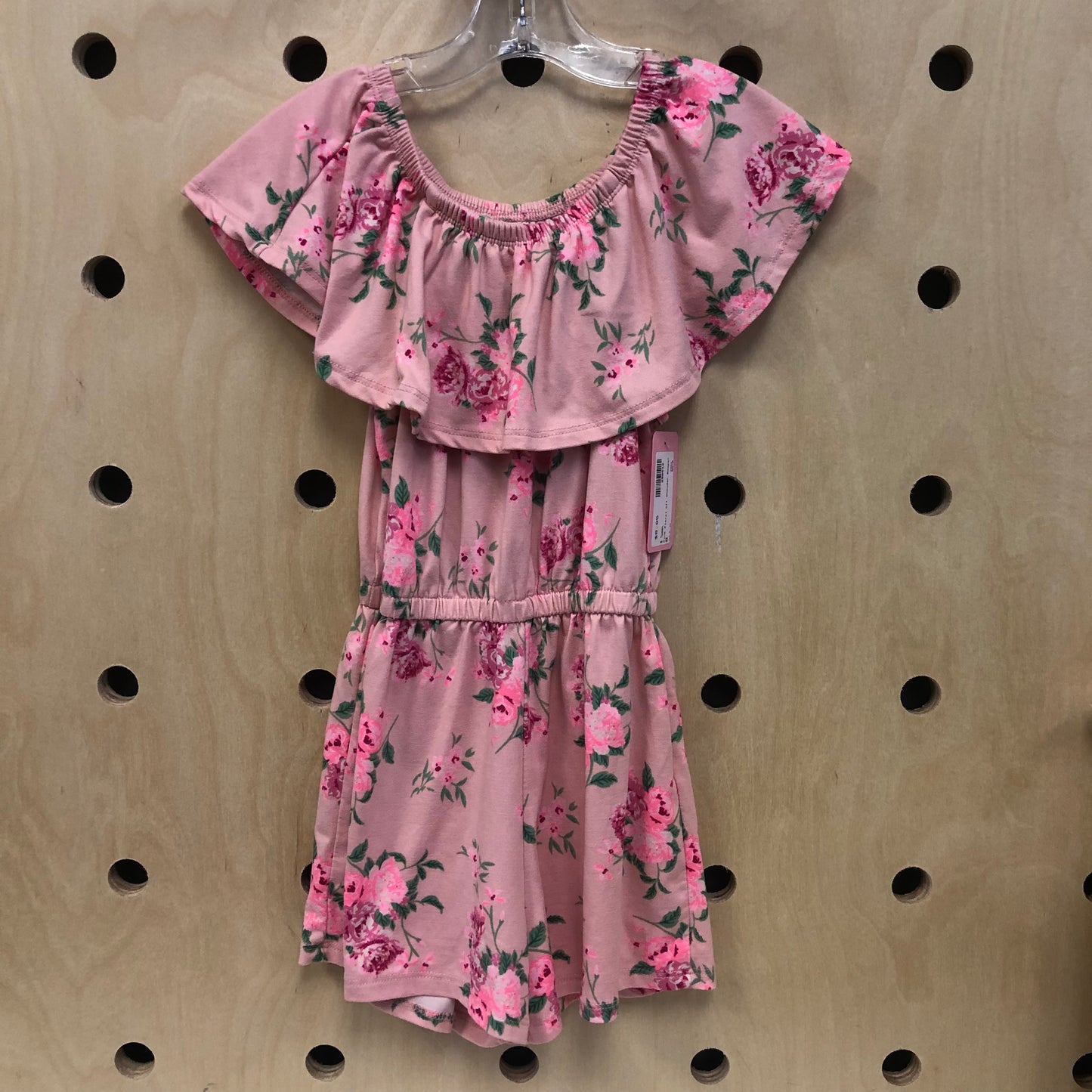 Pink Floral Off Shouder Romper