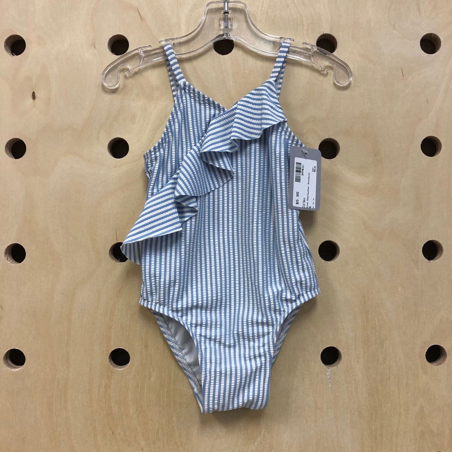 Blue Seersucker Swimsuit