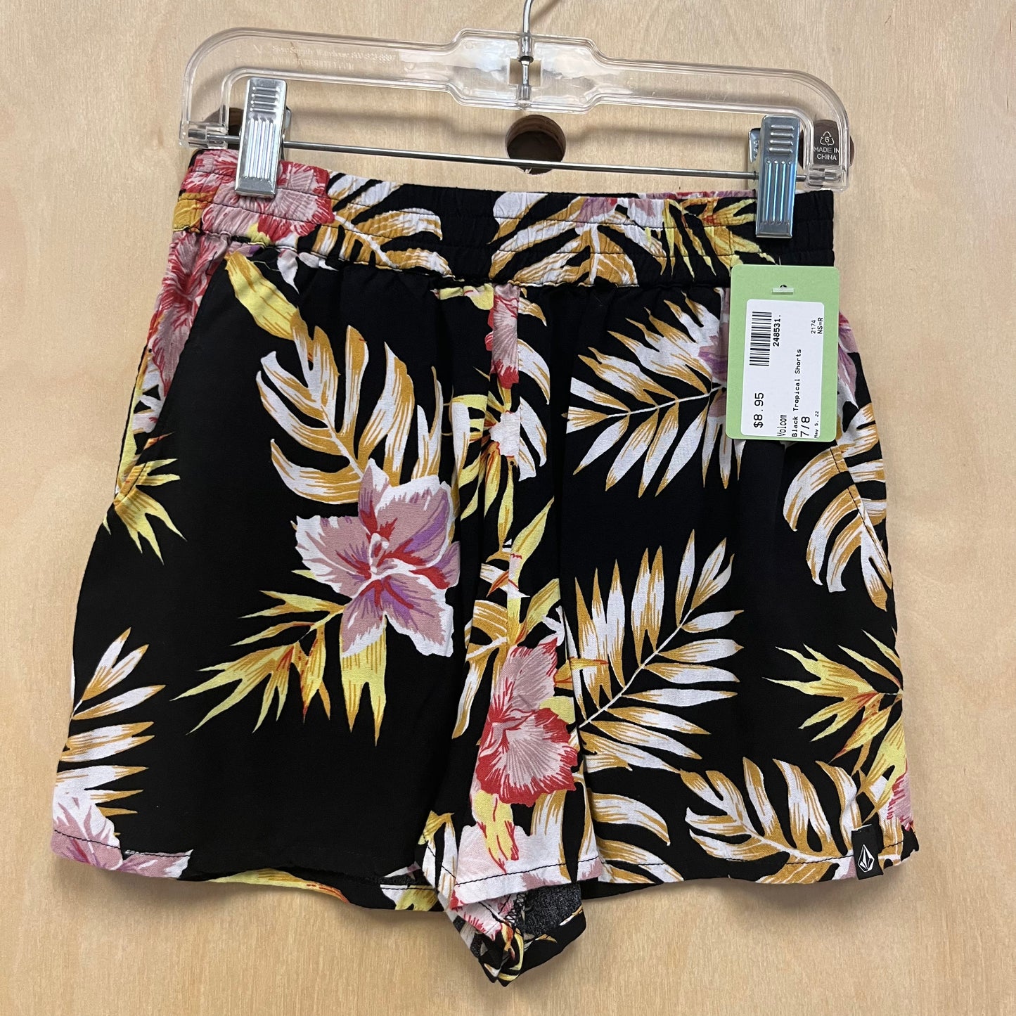Black Tropical Shorts