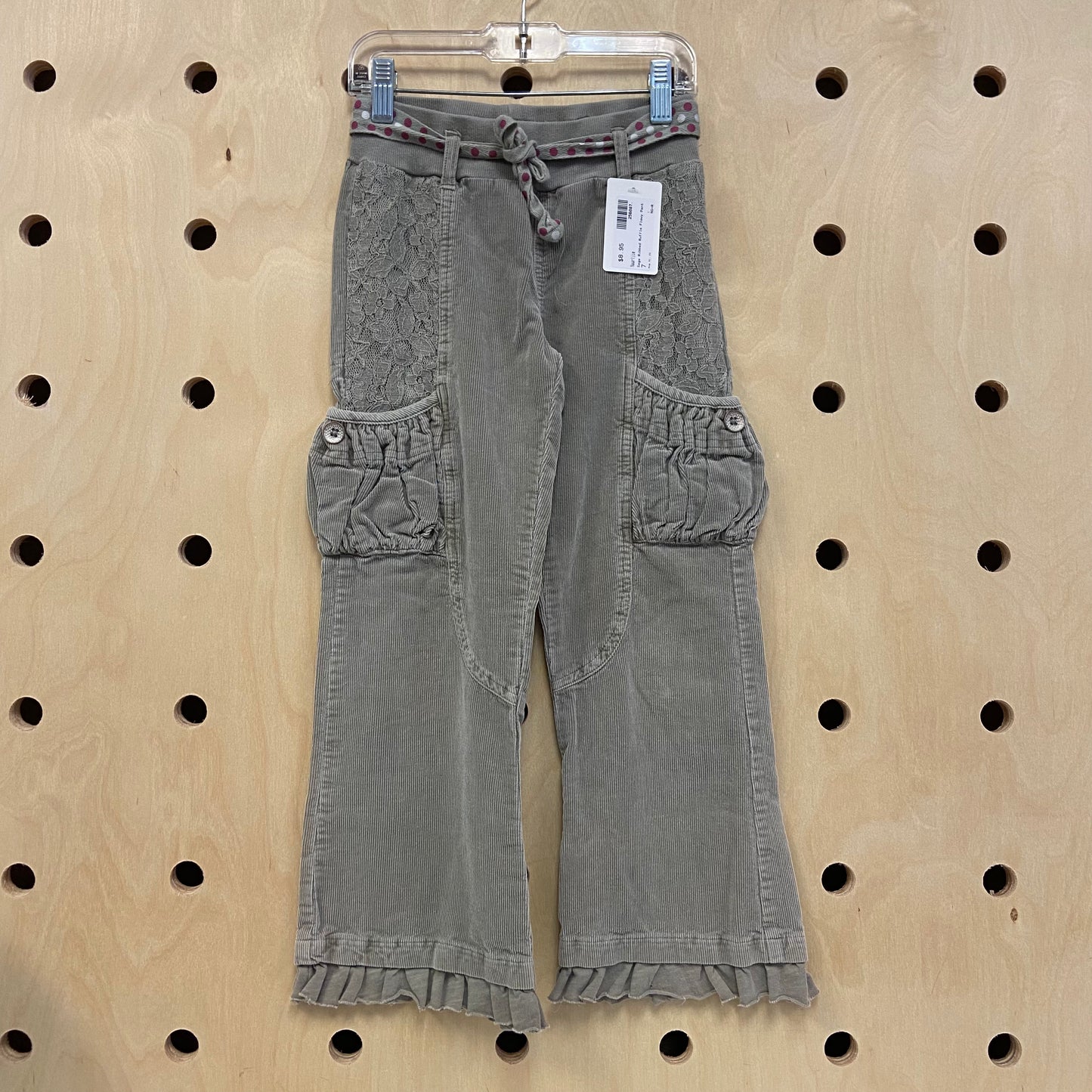 Sage Ribbed Ruffle Flowy Pant