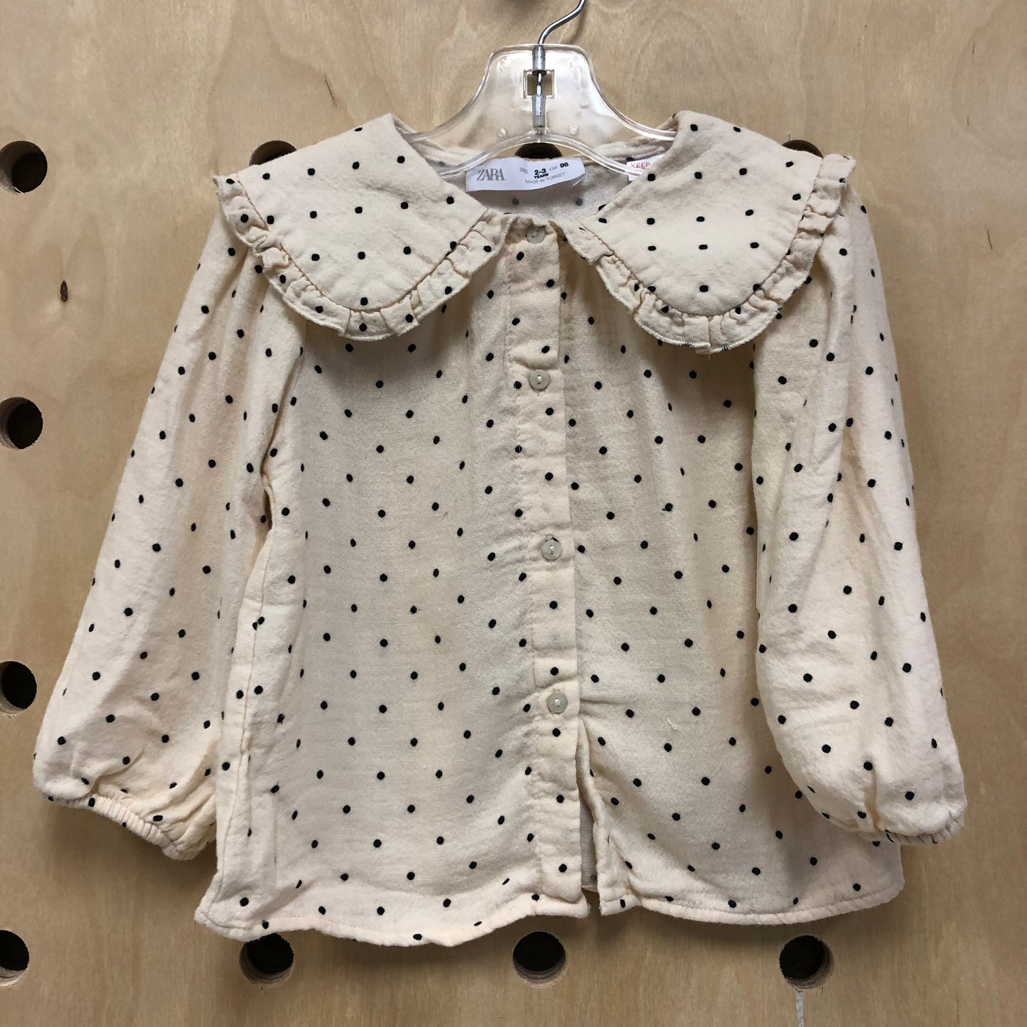 Cream Polka Dot Collared Top