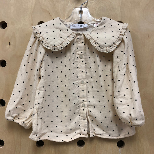 Cream Polka Dot Collared Top