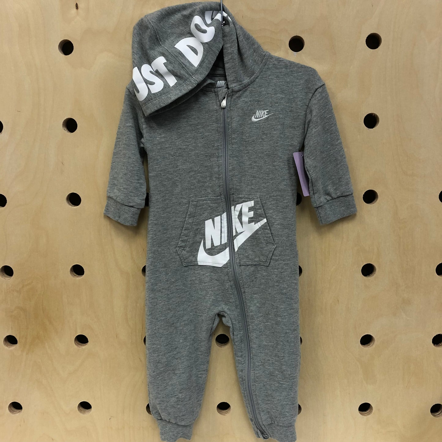 Grey Fleece Zip Up Romper
