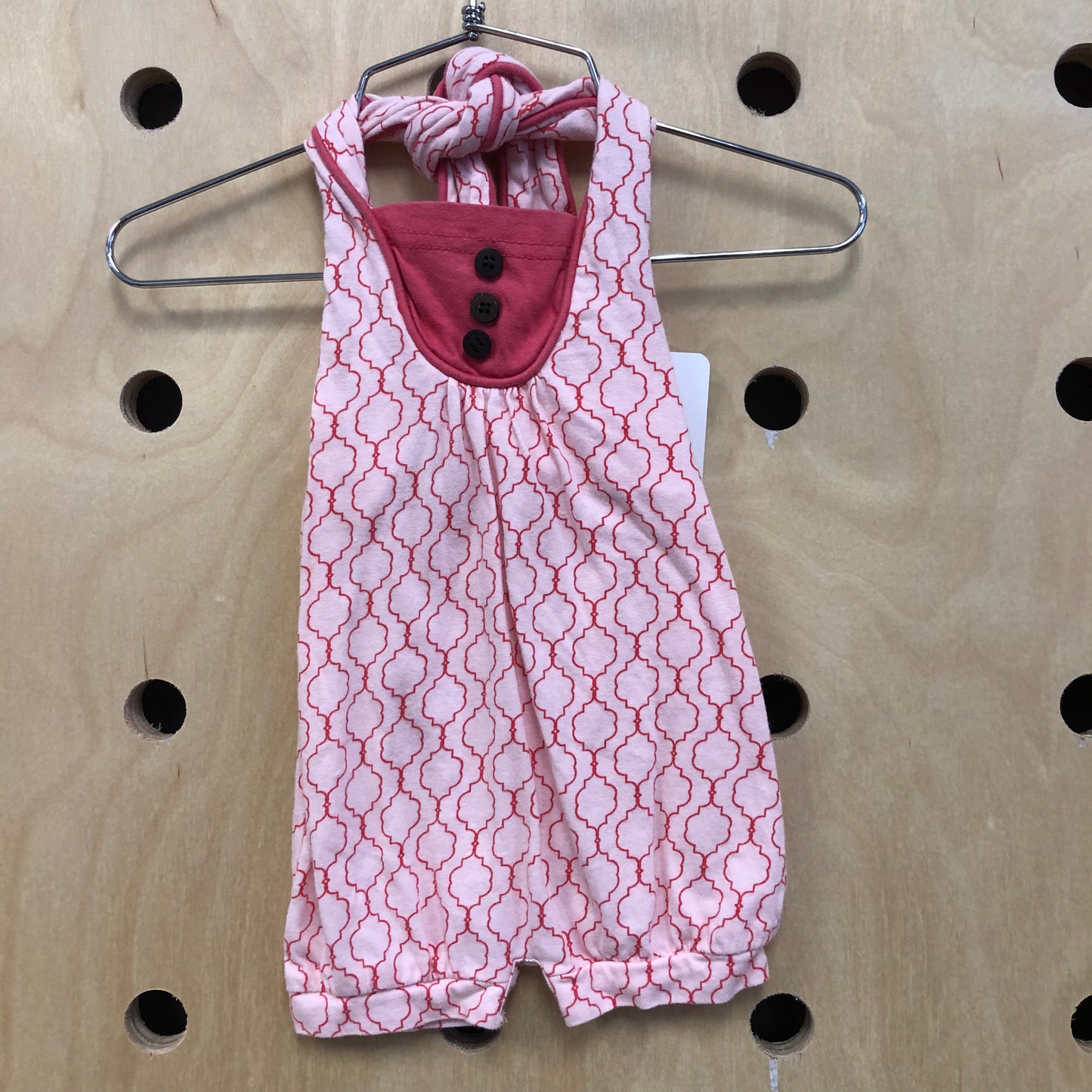 Pink Button Halter Romper