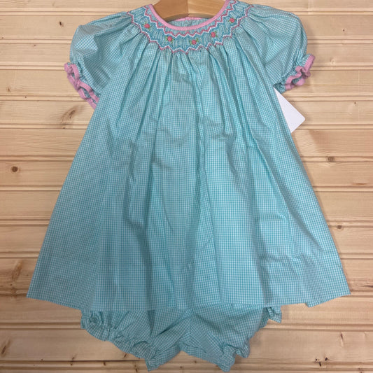 Teal & Pink Smocked Dress