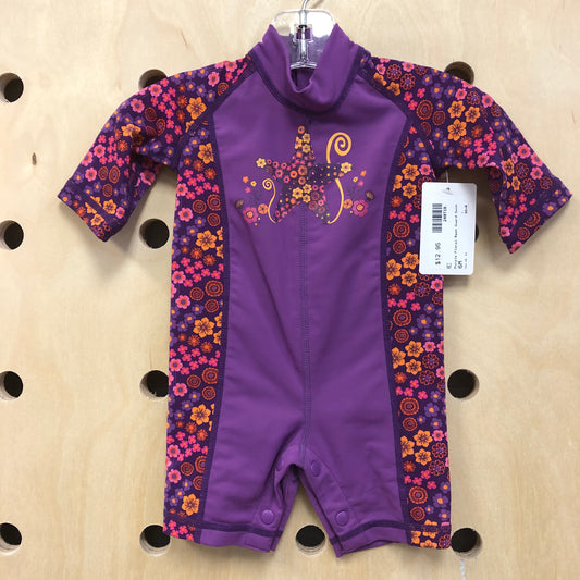 Purple Floral Rash Guard Swim
