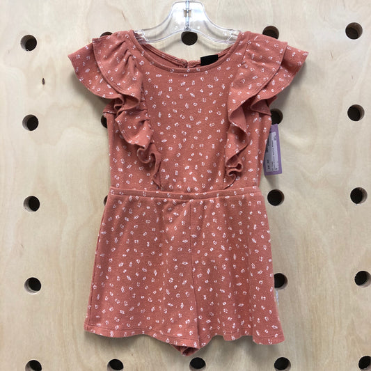 Coral Floral Ruffle Romper