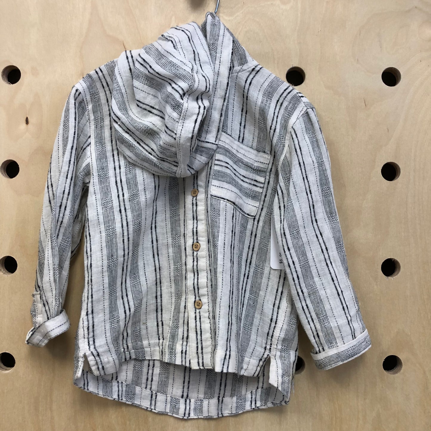 Blk+Wht Knit Hooded Button Up