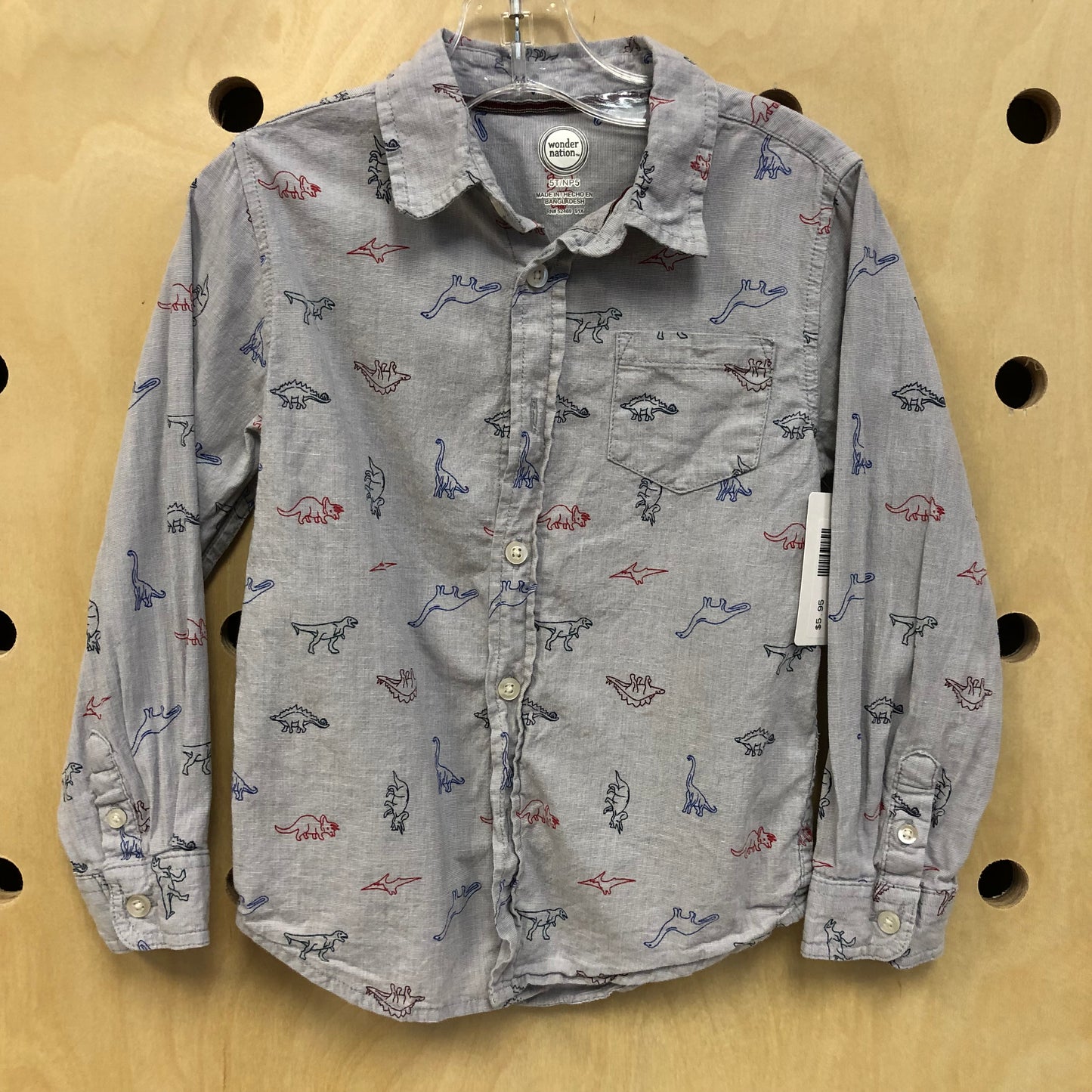 Blue Dino LS Button Up Shirt