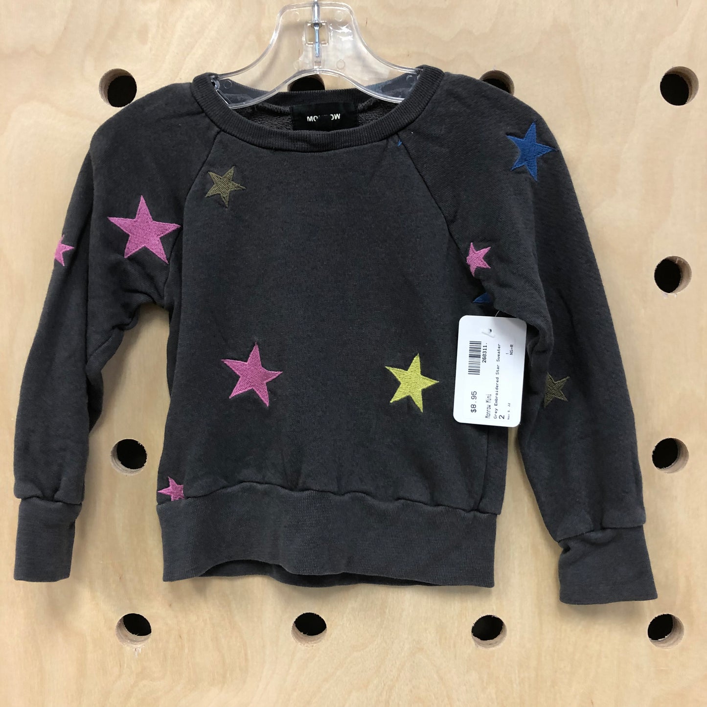 Grey Embroidered Star Sweater