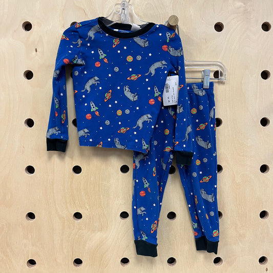 Blue Space Wolf Pajamas