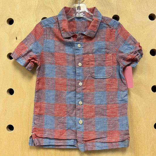 Blue + Orange Plaid Shirt