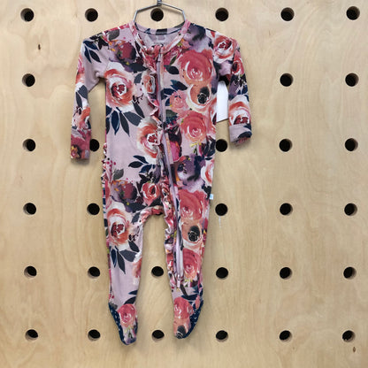 Mauve Roses Ruffle Footie