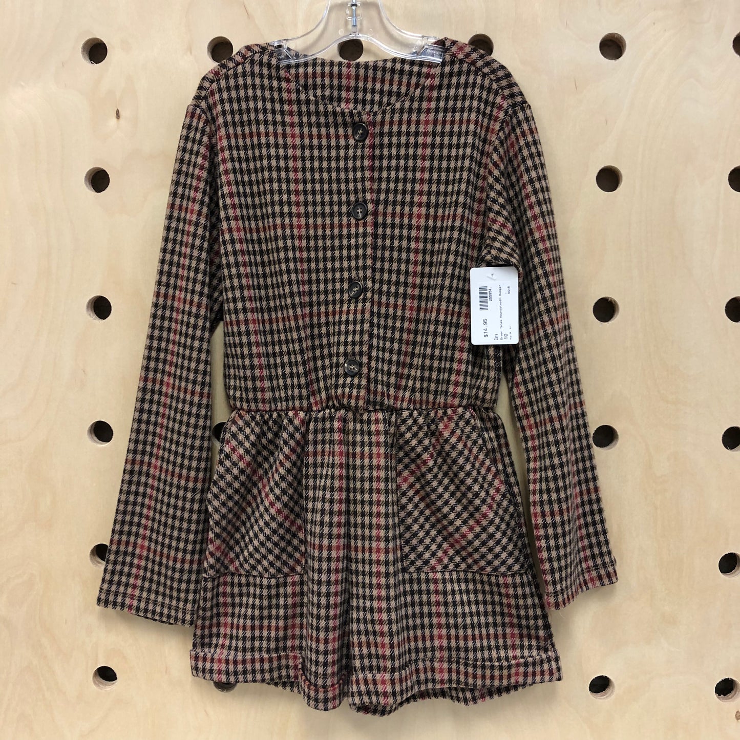 Brown Tones Houndstooth Romper
