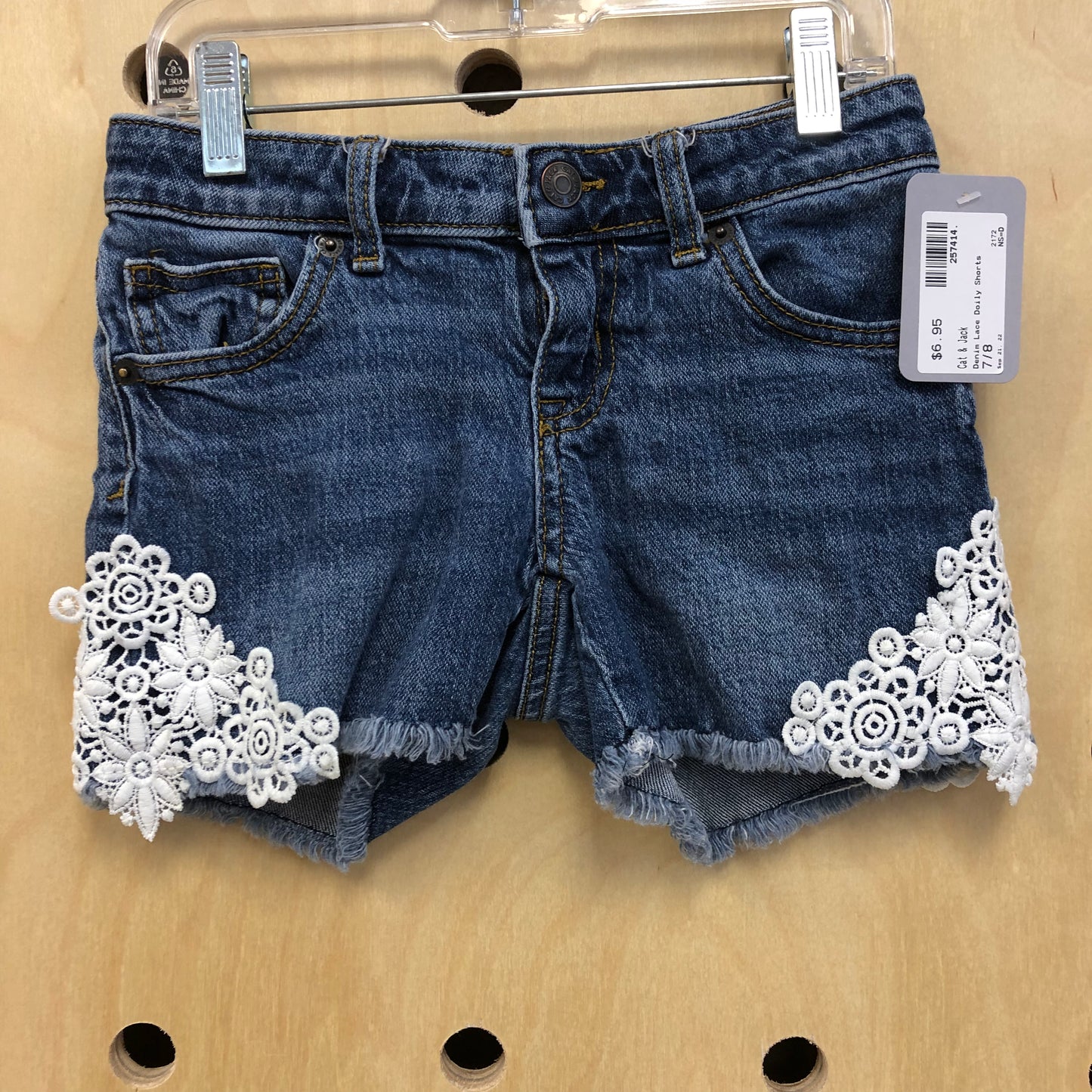 Denim Lace Doily Shorts
