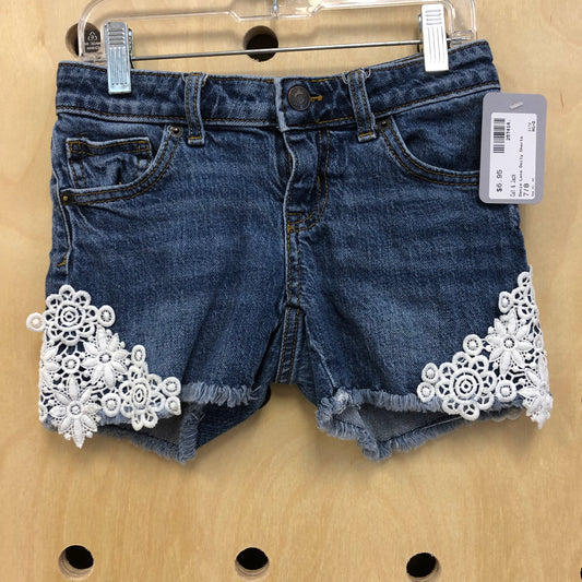 Denim Lace Doily Shorts