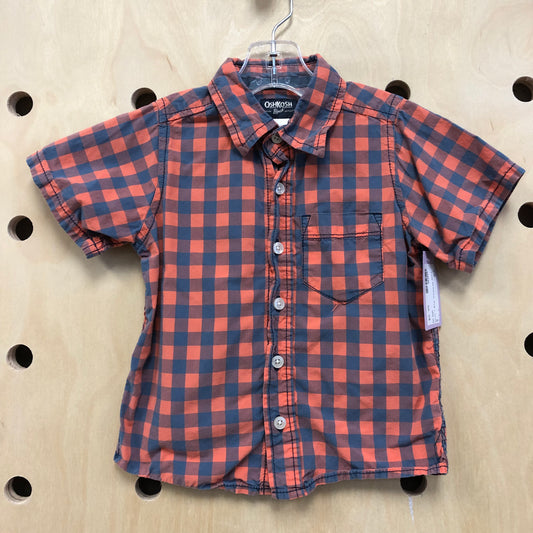 Coral + Blue Checkered Shirt