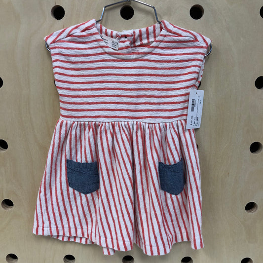 Coral Striped Terrycloth Dress