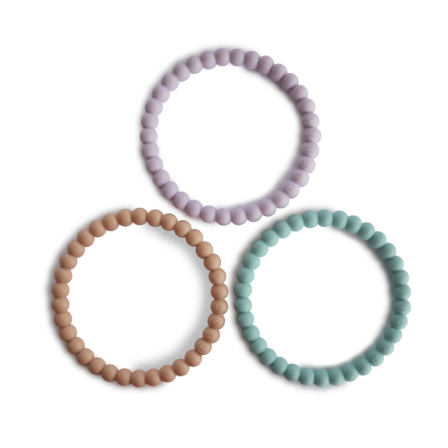 Pearl Teething Bracelets - Lilac/Cyan/Soft Peach
