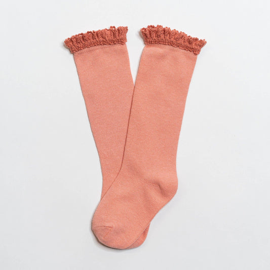 Peach Lace Top Knee Highs (6-18M)