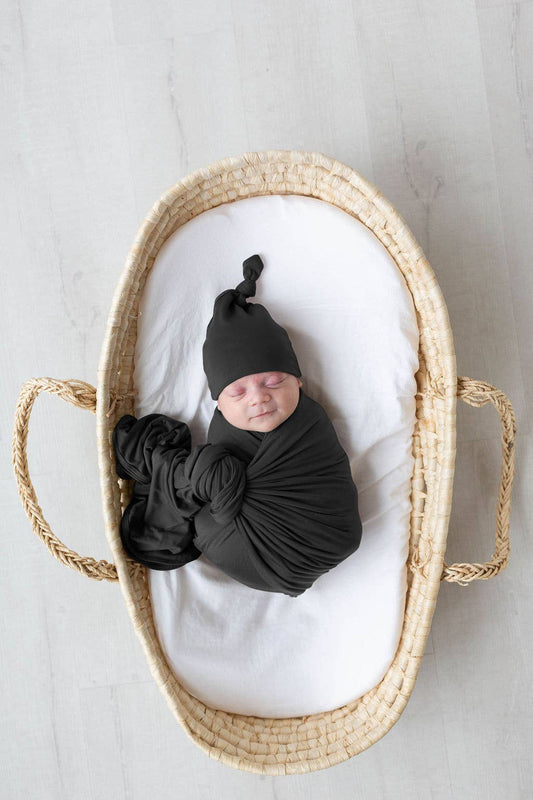 Swaddle Blanket & Hat Black